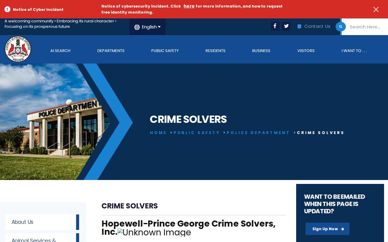 Prince George County warrant tips: official Crime Solvers anonymous tip page