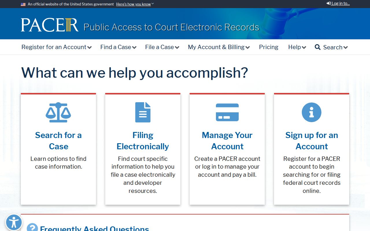 Prince George County arrest warrants: federal PACER public docket access page